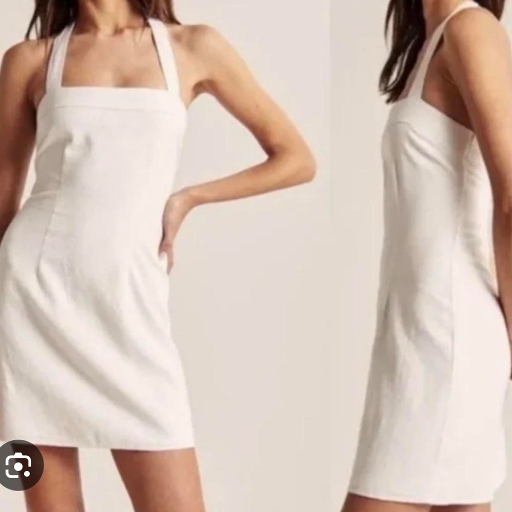 White Linen Halter Dress NWT